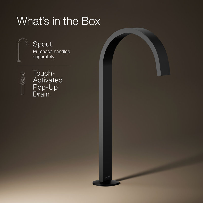 Components Bathroom Sink Spout With Ribbon Design, Matte Black
