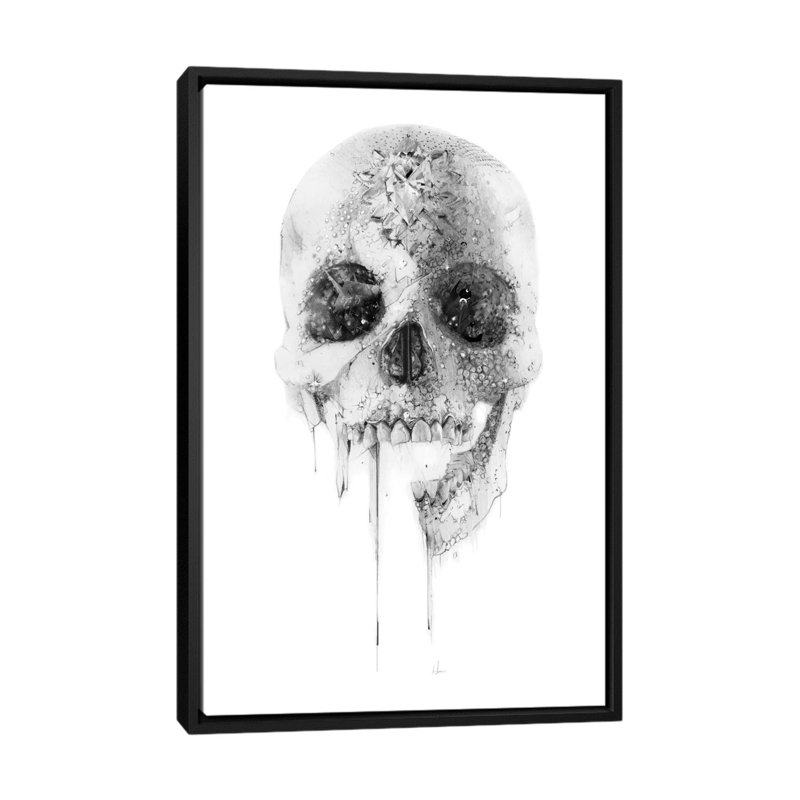 «Crystal Skull», impression sur toile tendue, H 26 po x l 18 po x P 1,5 po, Toile avec cadre noir, Pas de tapis