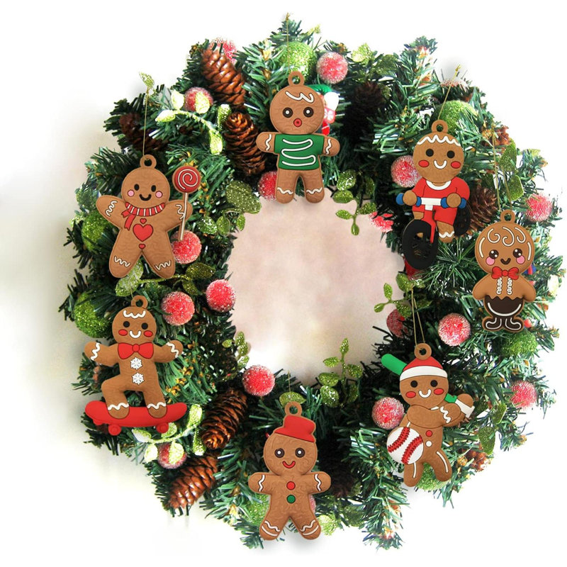 Paquet de 12 ornements d'arbre de Noël en pain d'épice en plastique - Décorations des Fêtes de 3 pouces