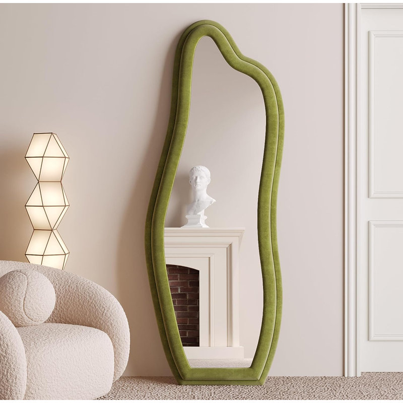 Calero Wavy Leaning Mirror, Green
