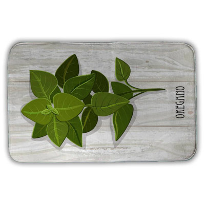 Oregano on wood Bath Mat with Non-Slip Backing - Quick Dry Memory Foam Bathroom Rug - Absorbent - Modern Plush Spa-Style - Machine Washable
