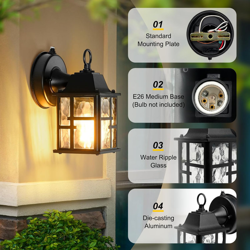 Dusk to Dawn Outdoor Wall Lights, Exterior Waterproof Lantern