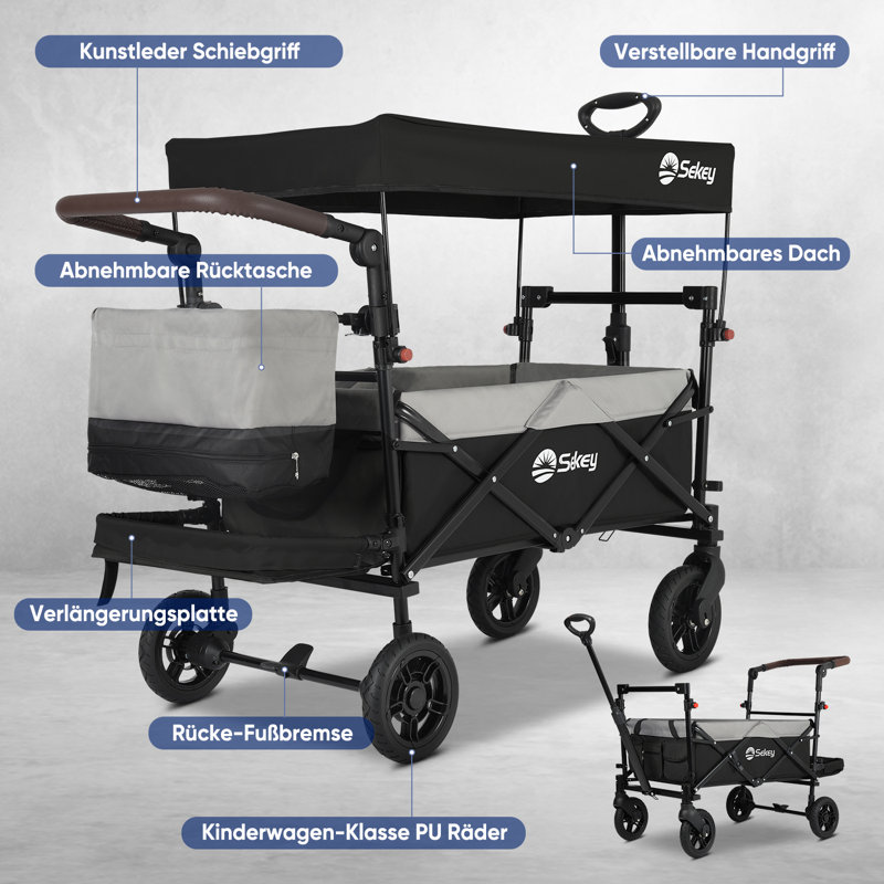 Foldable Garden Cart, Grey/Black