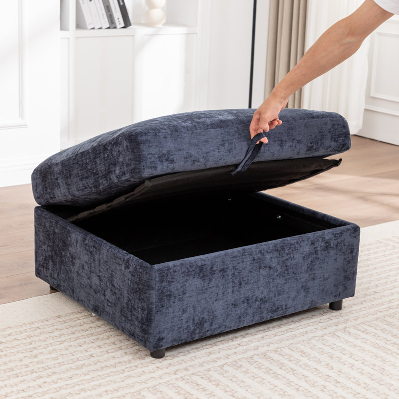 Repose-pieds avec rangement Wilroy, Bleu
