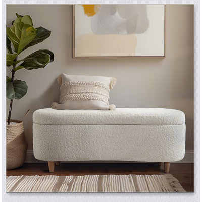 Banc de rangement Boucle crème, conception simple pour le confort et la durabilité, multifonctionnel et peu encombrant