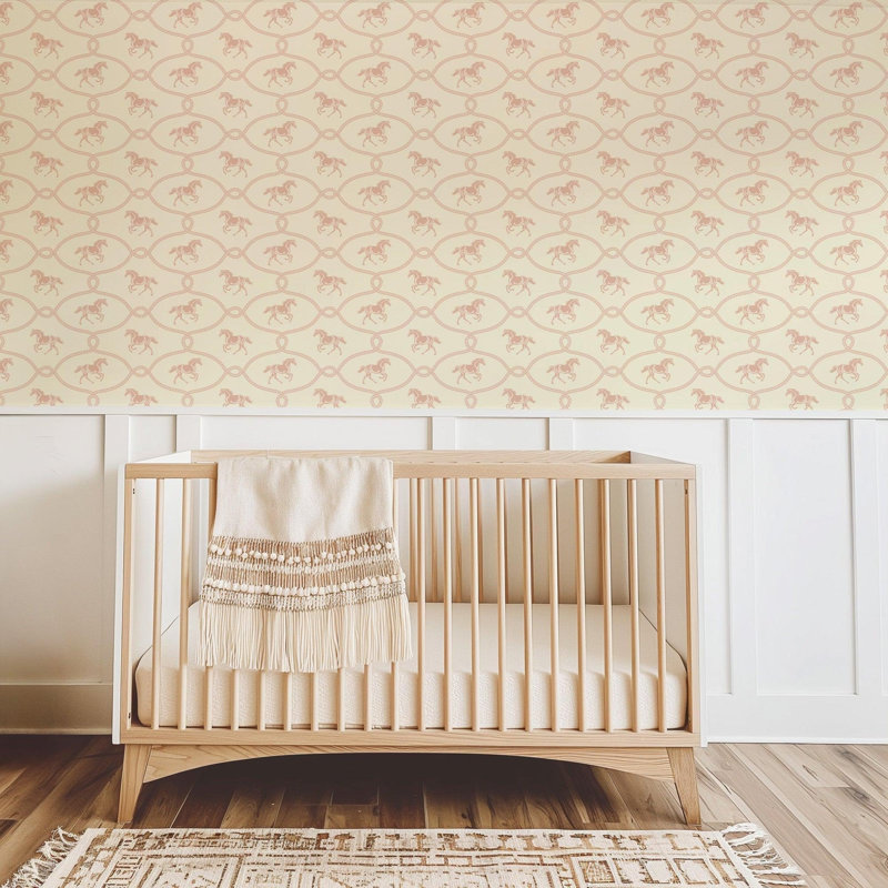 Rider's Knot - Wallpaper, Seafoam Blush, Faux Grasscloth