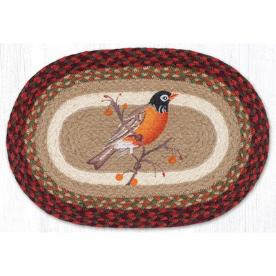  Robin Bird Braided Jute Oval Placemat 13"x19"