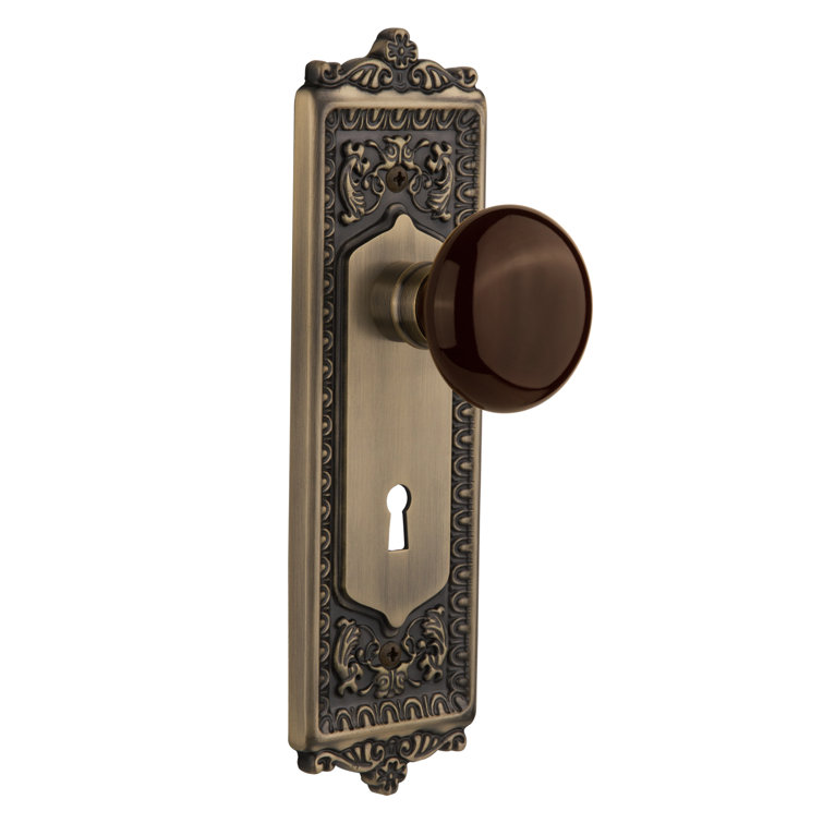 Egg and Dart Interior Mortise Door Knob with Arch Rosette