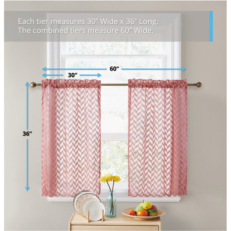 Machen Tailored Cafe Curtain, 30" W x 36" L, Blush Pink