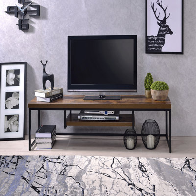 Rustic TV Stand Console - Weathered Oak/Black