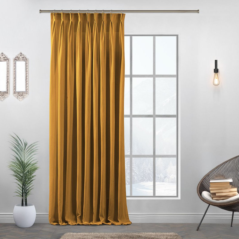 Room Darkening Single Curtain Panel, 130cm Width x 265cm Drop, Yellow
