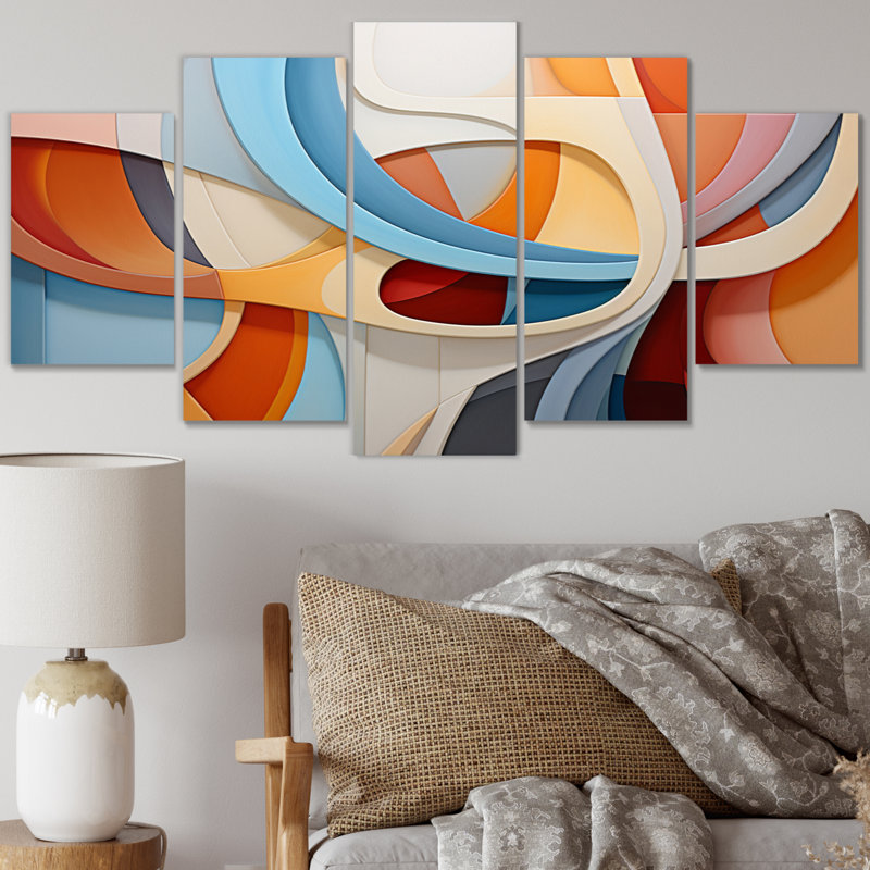  «Opt Art Dynamic Harmony - Art mural moderne sur toile - 5 panneaux