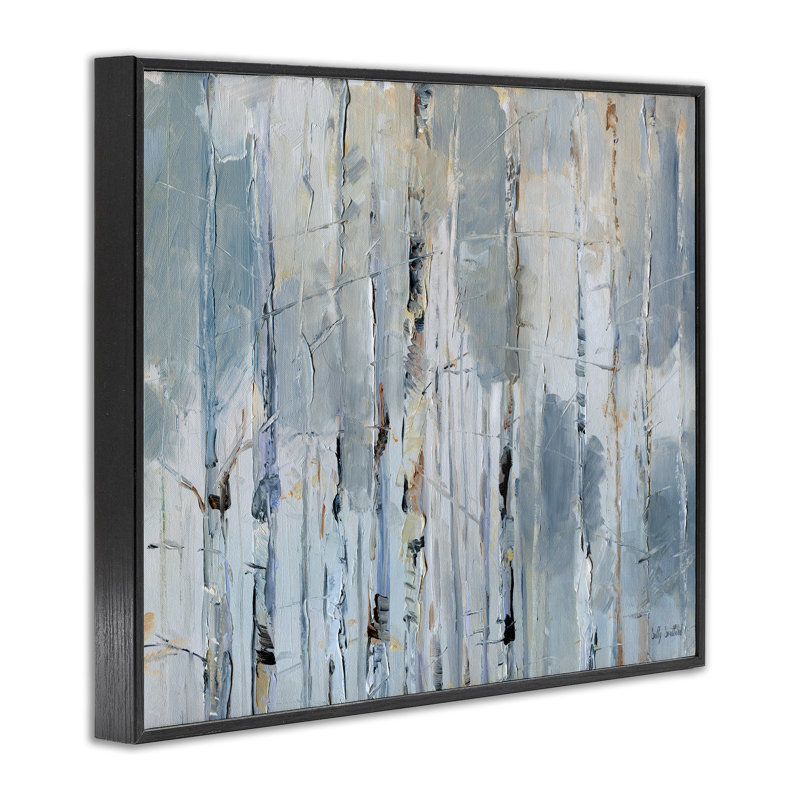 Abstrait linéaire dans une estampe numérique bleue, conception de Sally Swatland, Giclée encadrée noir minuit