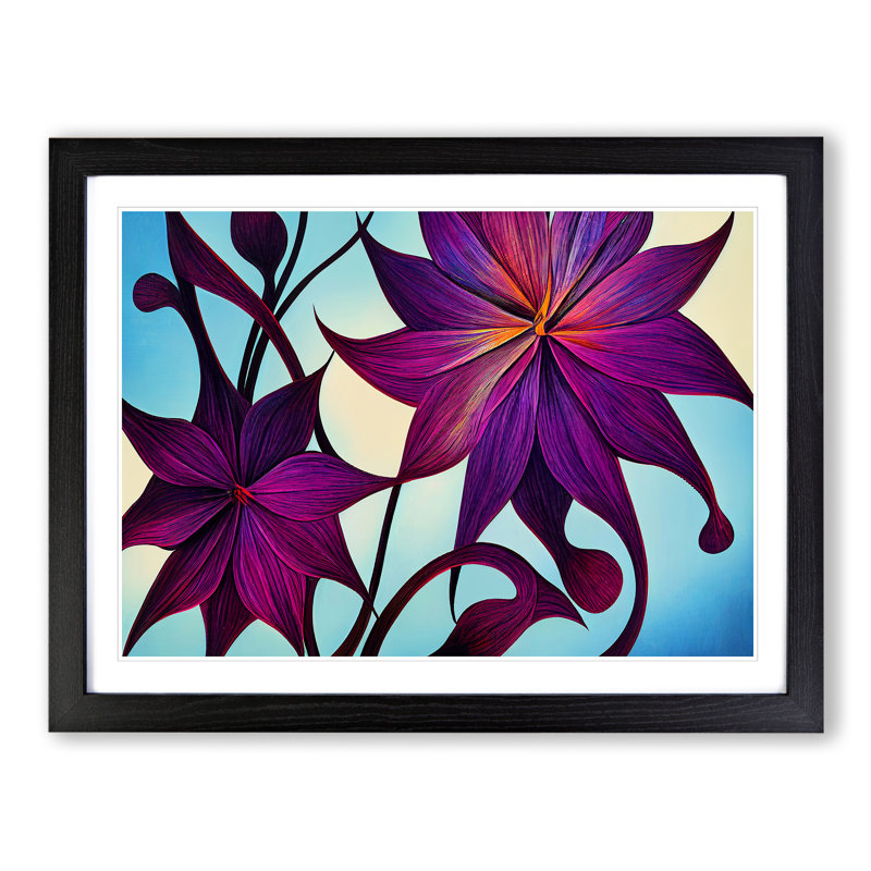 Cool Modern Flowers - Framed Print, 25cm H x 34cm W x 2cm D, Black Framed