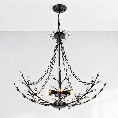 6-head Black Flower Branch Dining Chandelier