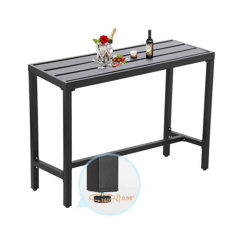 Counter Height 36.97'' Iron Bar Table, 15.6" W x 46.8" L, Black
