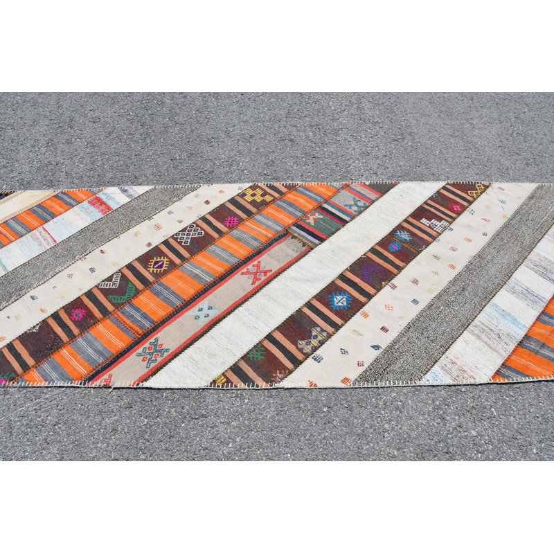 Tapis kilim turc Oushak fabriqué à la main: design oriental antique et rétro, idéal pour tout espace de vie bleu / rose