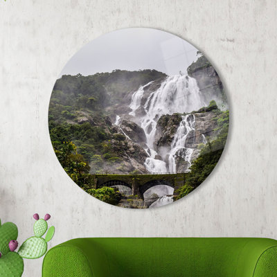 Waterfall Landscape Tempered Glass Wall Art Featuring Nature Scenery Perfect for Home Decor
