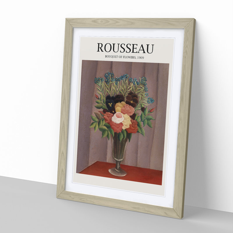 Bouquet of Flowers Vol.1 by Pierre-Auguste Renoir - Picture Frame Art Prints, 36cm H x 27cm W x 2cm D, Oak
