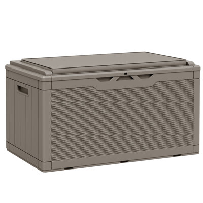 100 Gallons Water Resistant Resin Lockable Deck Box with Cushion