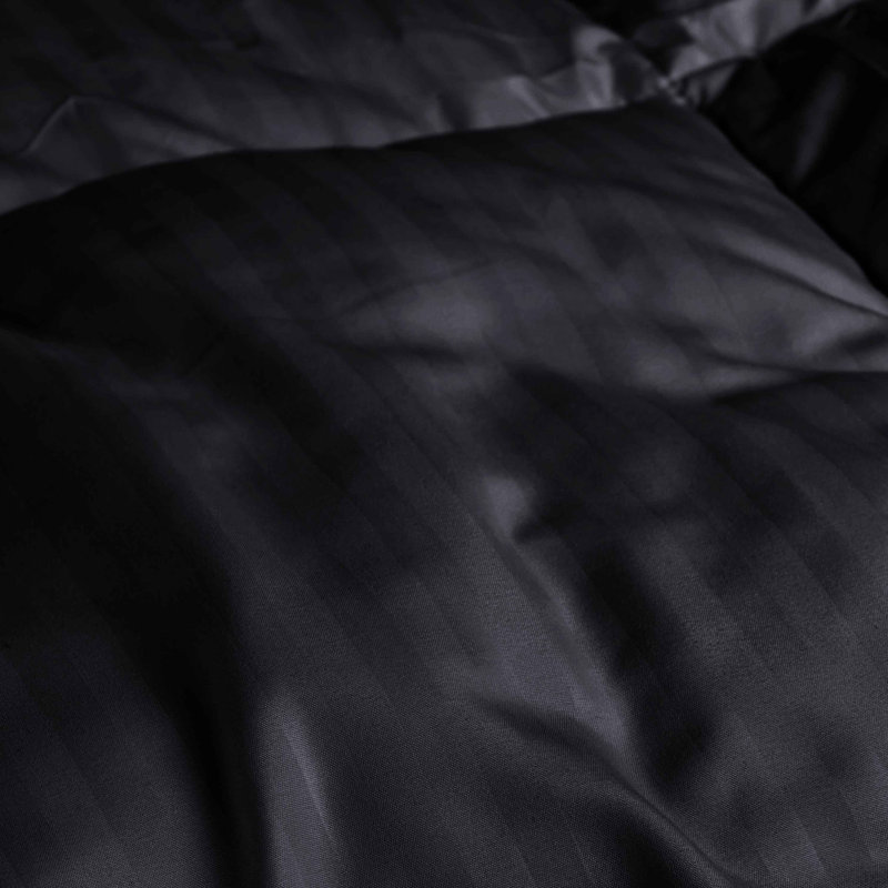 Striped Reversible Box-Quilt Brushed Microfiber Medium Weight Down Alternative Comforter, Black, Full/Queen Comforter