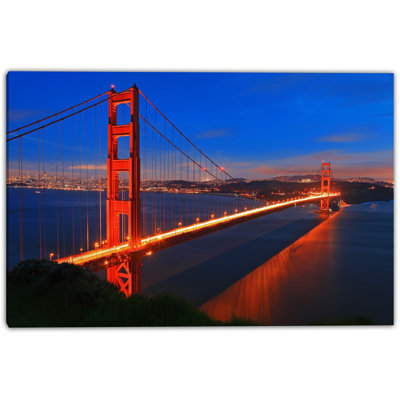 Golden Gate Bridge at Night Canvas Wall Art
