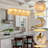 Jakarie Modern Drum Rectangle Alabaster Gold Chandeliers for Living Room Dining Room Kitchen Island(Bulbs Included)