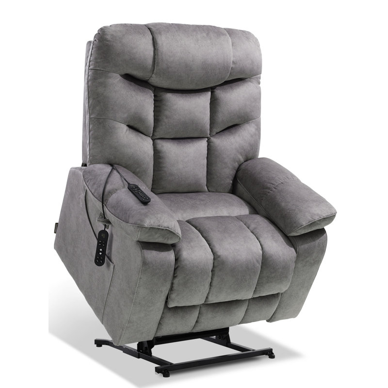EONIX Large Lay Flat Power Lift Recliner Chair for Elderly with Heat and Massage, 400lbs Dual Motor Electirc Lift Chair with Extended Footrest, SLRY007062, Grey