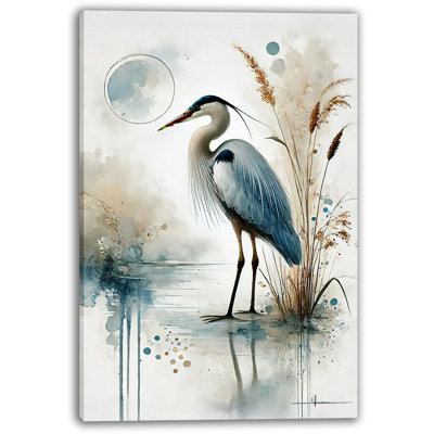 «Blue Heron in Abstract Calm», impression sur toile