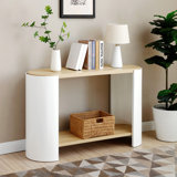 End Table, Small Side Table, Nightstand With 2-Layer Storage Shelves, Sofa Table For Small Spaces, Living Room, Bedroom, Stable Frame, Easy Assembly, (Natural Colour And White)