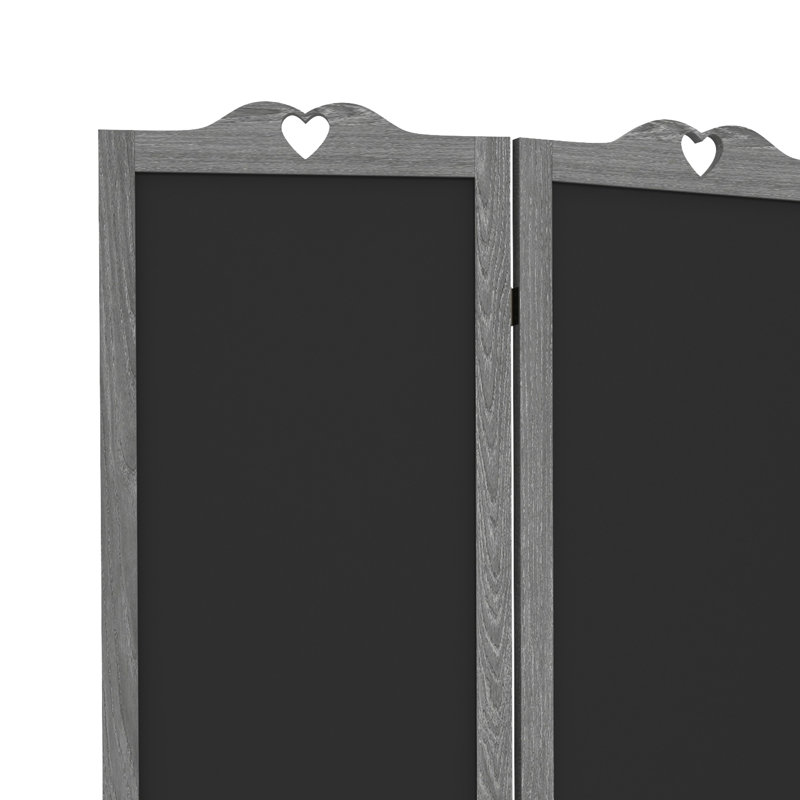 Cloison pliante 4 panneaux avec tableau noir, Gris