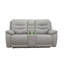 Ensemble de canapé de salon inclinable 3 pièces en cuir végétalien gris clair avec lumières DEL, console de rangement et porte-gobelets Monarch