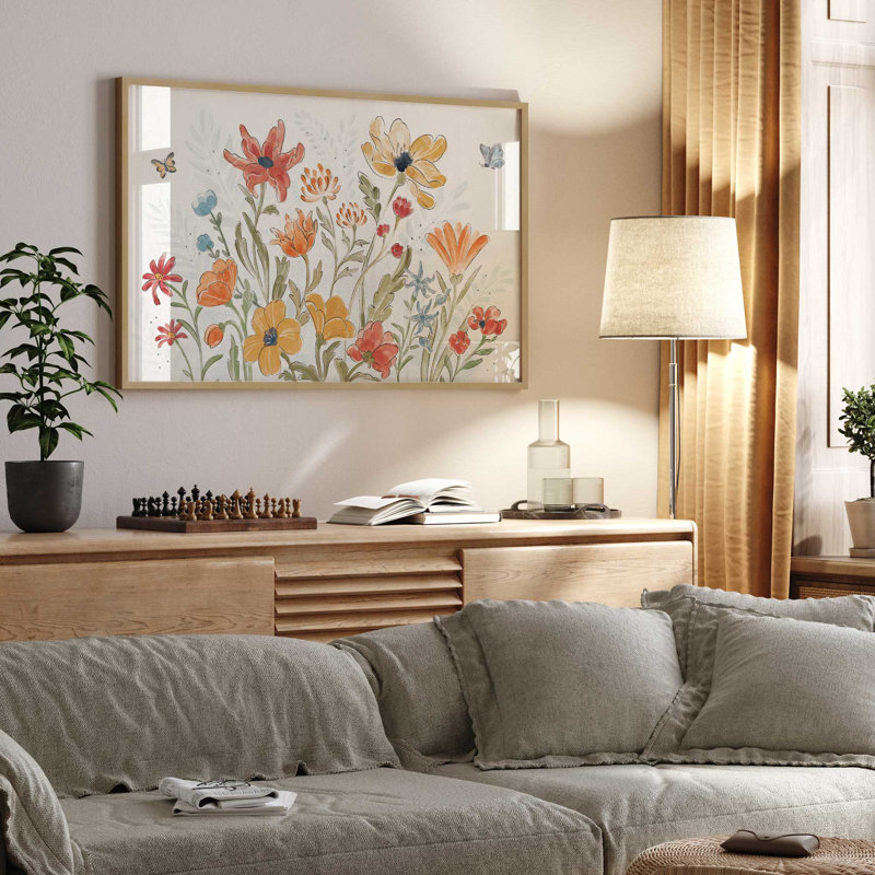 «Garden Melody In Bloom», Cadre doré brossé, H 13,25 po x l 13,25 po