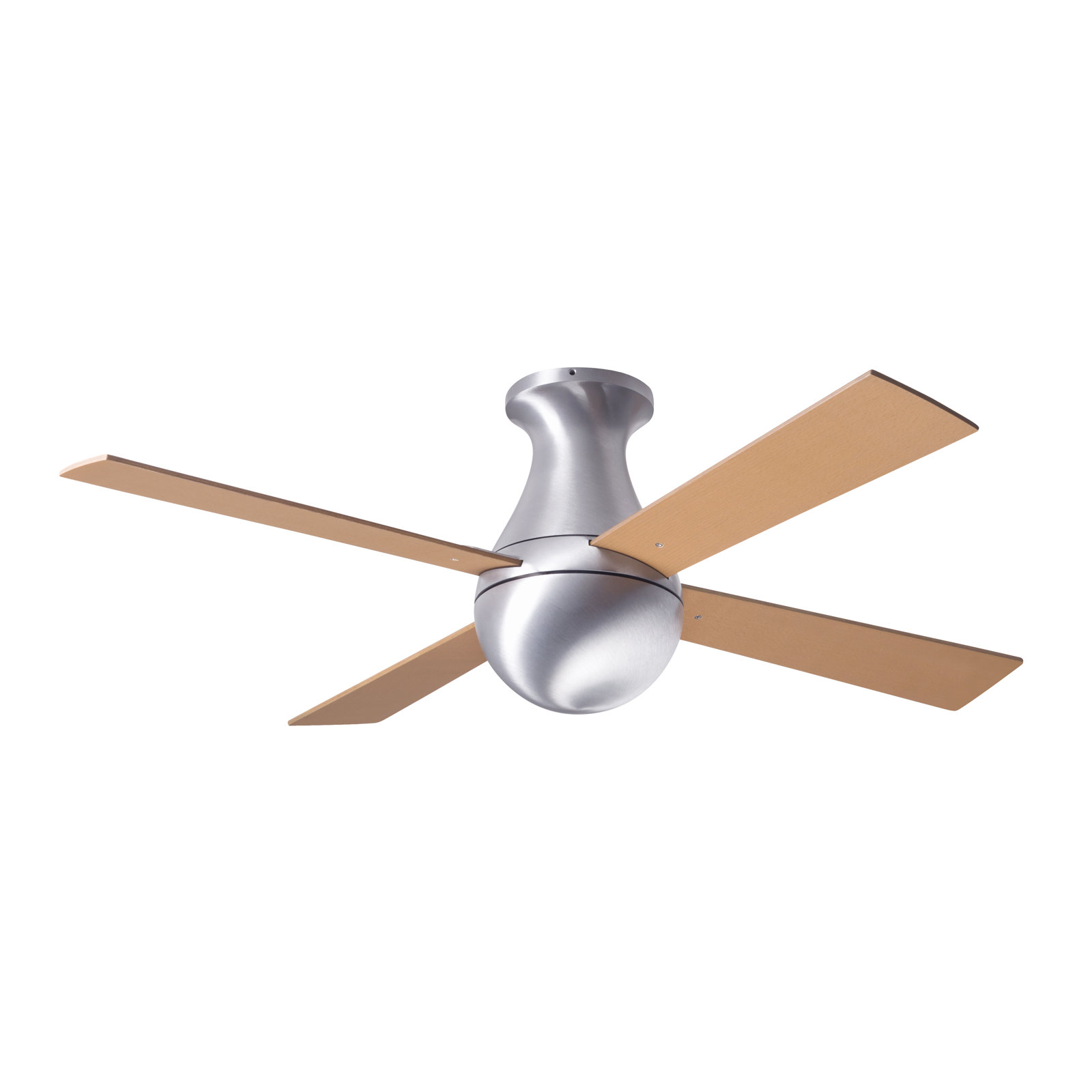Ball 42'' 4 Blade Ceiling Fan, Brushed Aluminum, Maple, Wall Control with Remote Handset (2-wire)