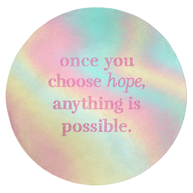 Quotes Chenille Indoor Rug, Round 5'