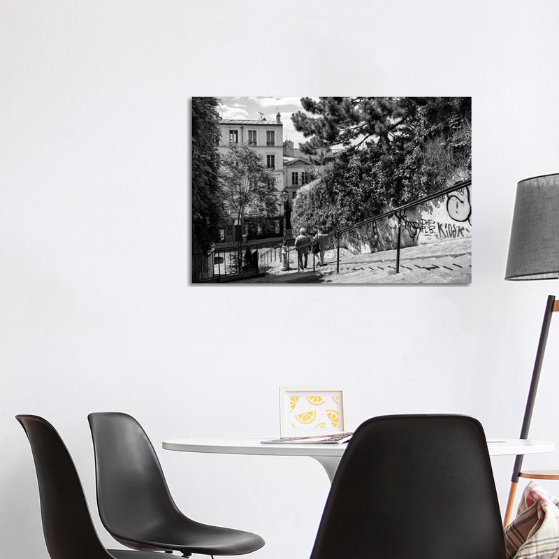 Black Montmartre Series - Sunday in Paris 1 Piece Wrapped Canvas Wall Art, 101.6 cm H x 66.04 cm W x 3.175 cm D