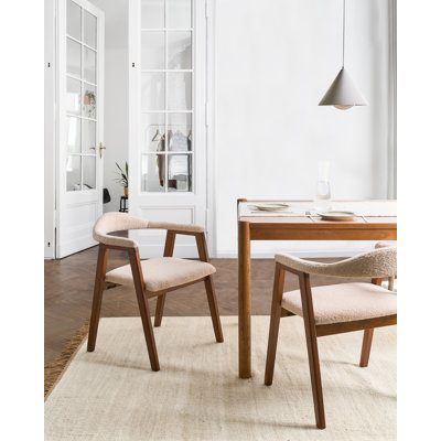 46cm H Upholstered Full Back Armchair in Beige
