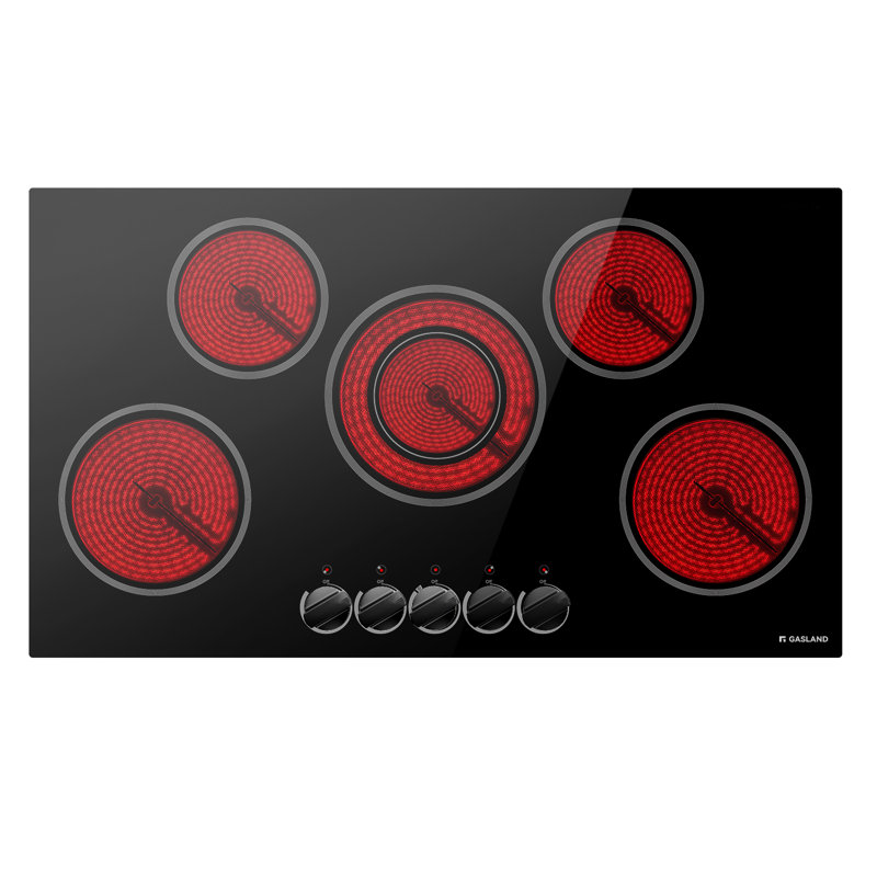 36 in. 5 Elements Electric Cooktop, Built-in Ceramic Glass Stove Top, Knob Control