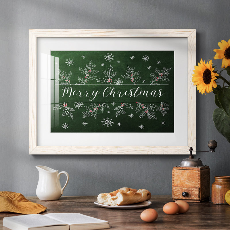 Merry Christmas Holly, reproduction d'art sur papier, Blanc, H 18 po x l 26 po x P 1,5 po