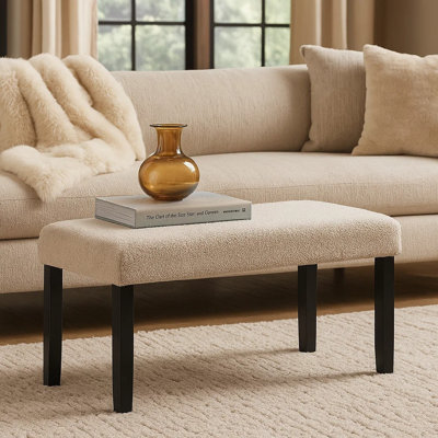Banc de salle à manger Arun, tissu beige, noir, siège en mousse de 41 pouces