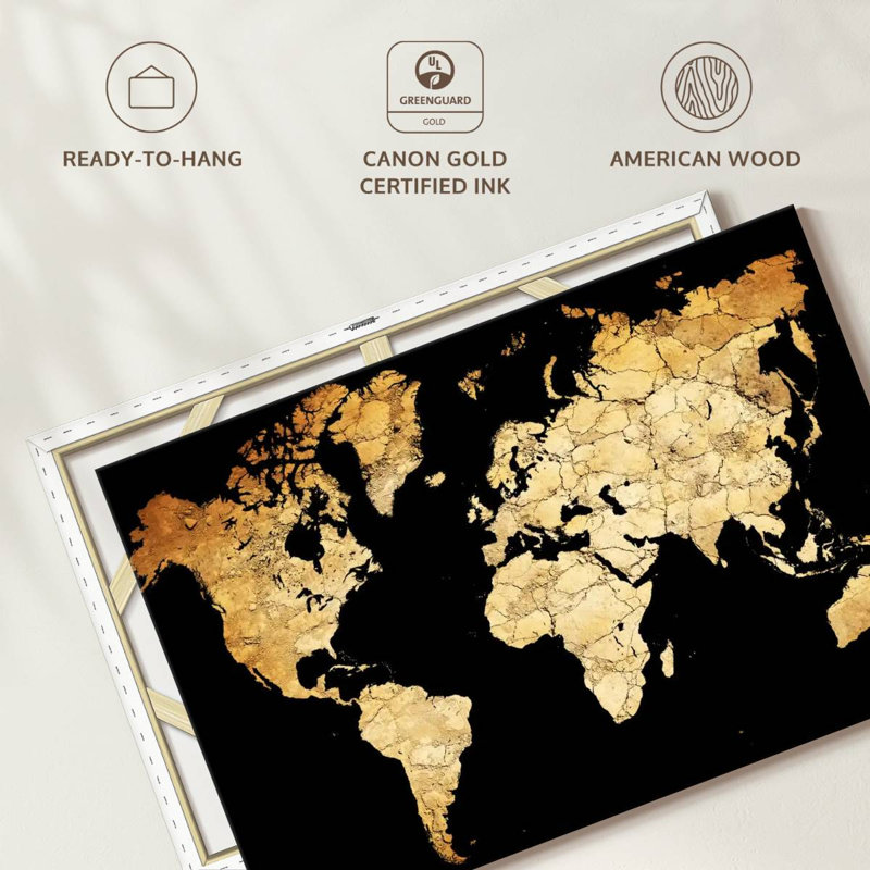 Soil World Map Canvas Print, H 26 po x l 39 po x P 1,25 po