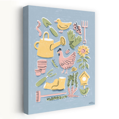Whimsical Garden Friends Whimsical Abstract Ladybug Bird Duck Nature Spring Wall Art