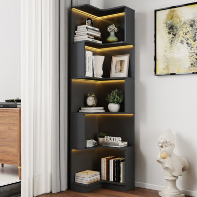 Étagère d'angle avec bibliothèque à 5 niveaux avec chicane