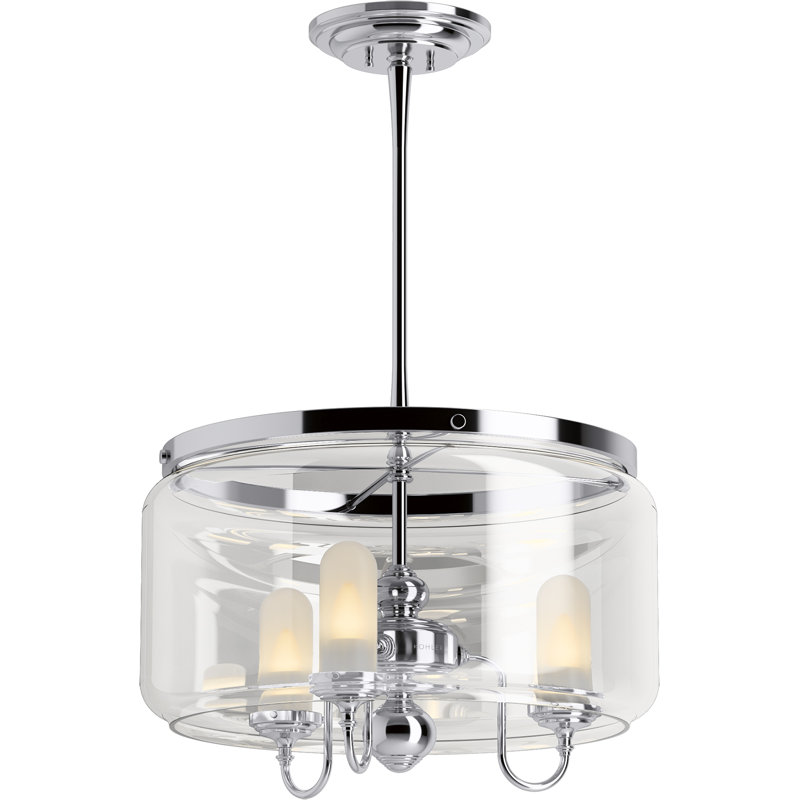 Artifacts® 3 - Light Lantern Drum Chandelier, Polished Chrome