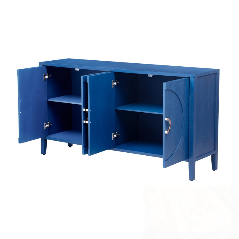 Sideboard With 4 Doors And Sturdy Legs, Navy Blue