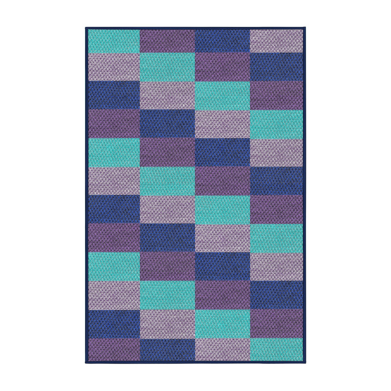 Tapis mauve/bleu à motifs, Rectangle 2 pi x 4 pi