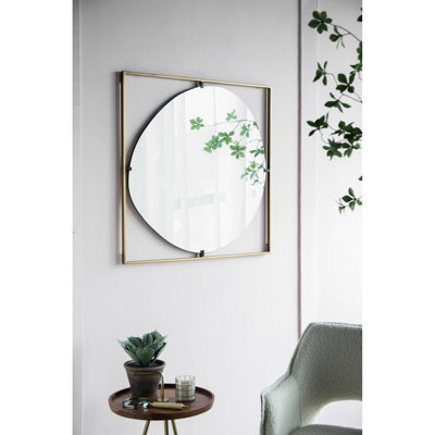 Miroir coquelicot 32 x 1 x 32 po dans un magnifique cadre en métal doré
