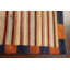 Tapis orange / bleu en laine noué à la main de conception unique 4 pi 3 po x 6 pi 3 po New Age