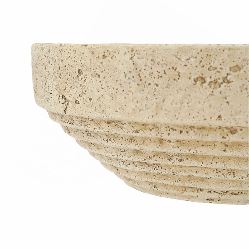Bol décoratif côtelé en ciment 11 x 3,9 x 3,9 po