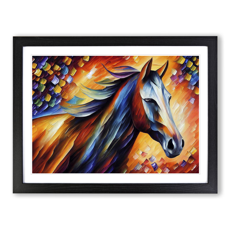Horse Vol.4 Abstract - Single Picture Frame Print, Black Framed, 46cm H x 64cm W x 2cm D